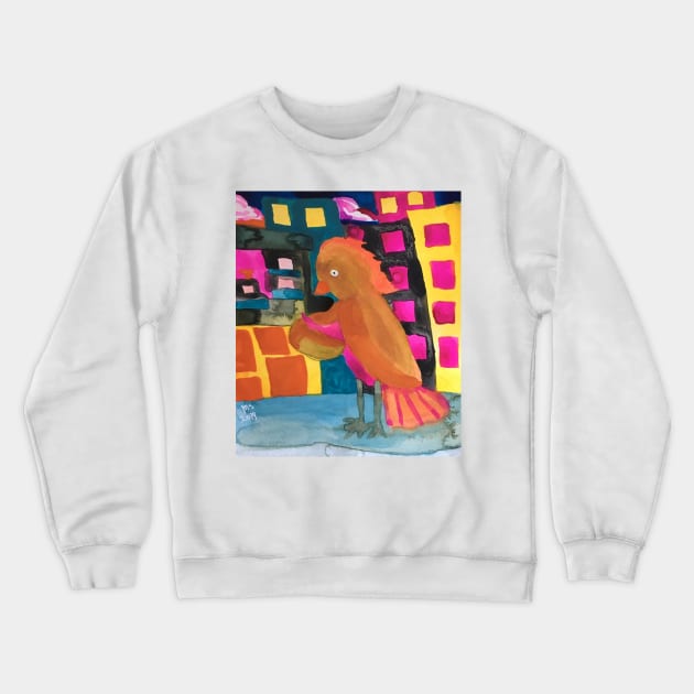 B Is For Bird Bookish Gouache Illustration Crewneck Sweatshirt by Thedisc0panda